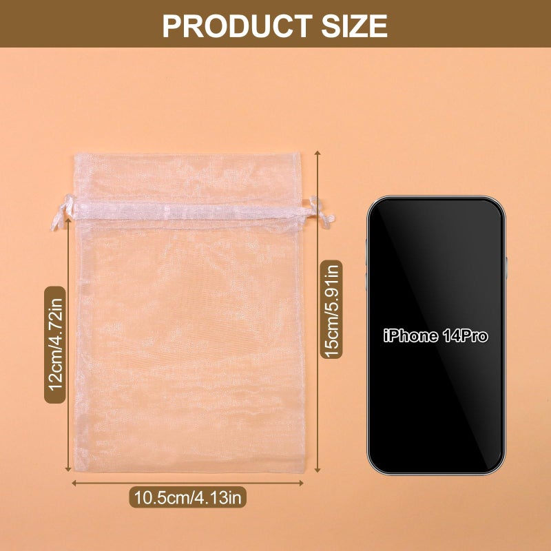 SumDirect 100Pcs 4x6 inches Sheer Organza Bags Jewelry Drawstring Pouches Wedding Party Christmas Favor Gift Bags - Image 2